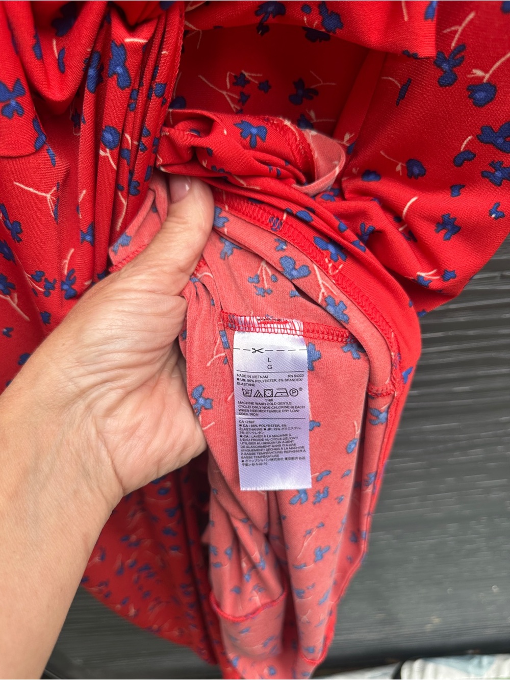 Banana Republic Red Floral Knot Front Dress Sleeveless V-Neck Size Large - Picture 4 of 5
